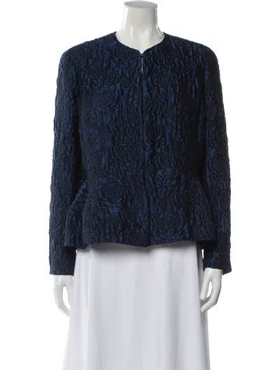 Pre-owned Ch Carolina Herrera Tweed Pattern Evening Jacket In Blue