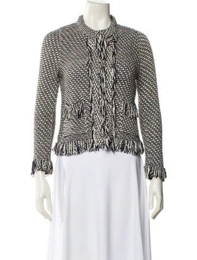 Pre-owned Ch Carolina Herrera Tweed Pattern Evening Jacket In Neutral
