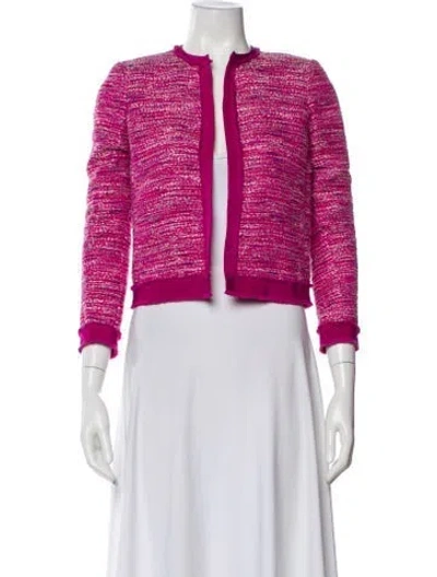Pre-owned Ch Carolina Herrera Tweed Pattern Evening Jacket In Pink