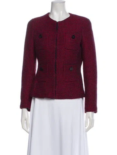 Pre-owned Ch Carolina Herrera Tweed Pattern Evening Jacket In Red