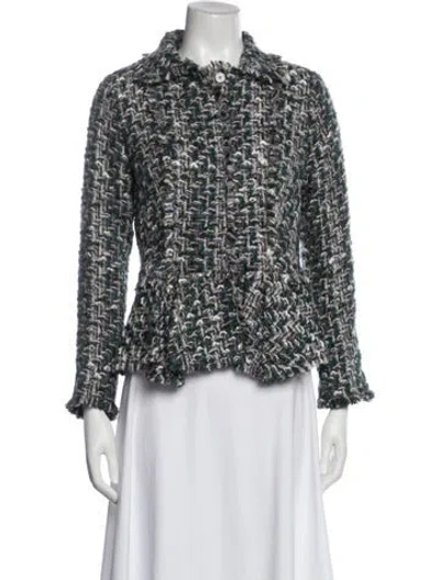 Pre-owned Ch Carolina Herrera Tweed Pattern Jacket In Gray