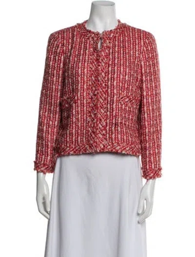 Pre-owned Ch Carolina Herrera Tweed Pattern Jacket In Metallic/orange