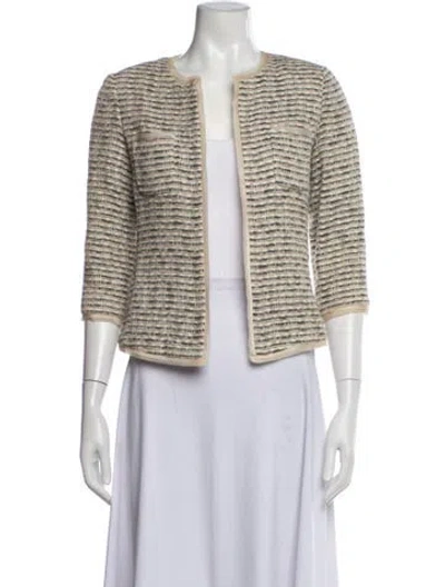Pre-owned Ch Carolina Herrera Tweed Pattern Jacket In Neutrals
