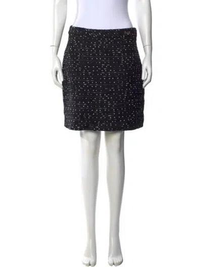 Pre-owned Ch Carolina Herrera Tweed Pattern Mini Skirt W/ Tags In Black