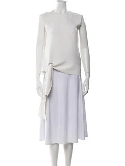 Pre-owned Ch Carolina Herrera Vintage Crew Neck Blouse In White