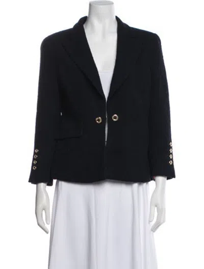 Pre-owned Ch Carolina Herrera Virgin Wool Blazer In Blue
