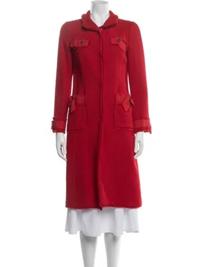 Pre-owned Ch Carolina Herrera Virgin Wool Coat In Red