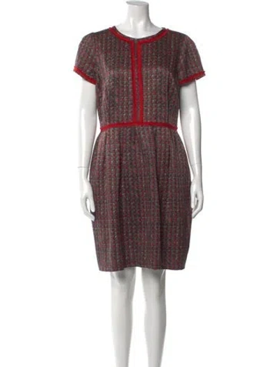 Pre-owned Ch Carolina Herrera Virgin Wool Dress In Brown