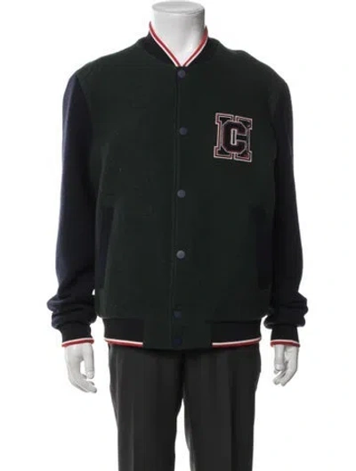 Pre-owned Ch Carolina Herrera Virgin Wool Graphic Print Varsity Jacket In Multi