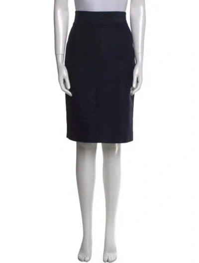 Pre-owned Ch Carolina Herrera Virgin Wool Knee-length Skirt In Black