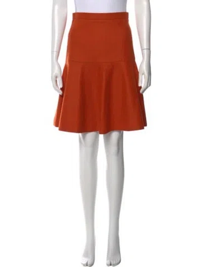 Pre-owned Ch Carolina Herrera Virgin Wool Knee-length Skirt In Orange