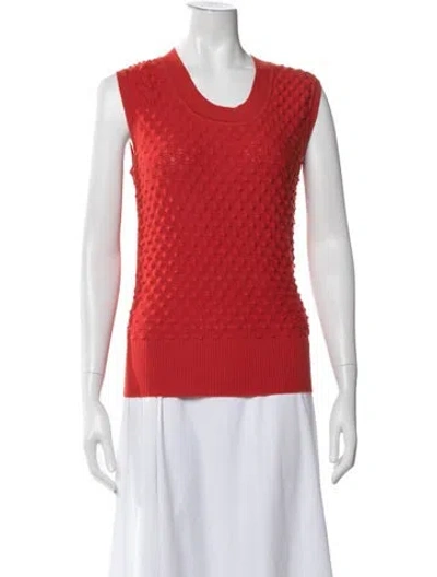 Pre-owned Ch Carolina Herrera Virgin Wool Patterned Top In Red