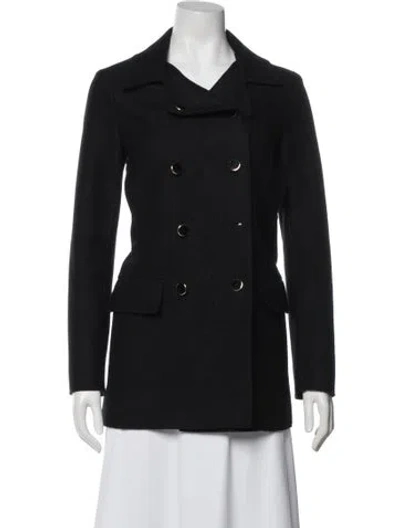 Pre-owned Ch Carolina Herrera Virgin Wool Peacoat In Black