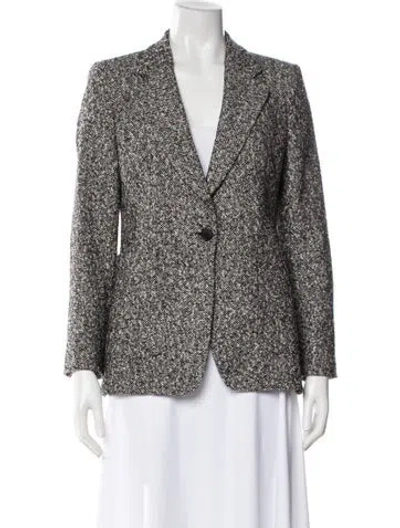 Pre-owned Ch Carolina Herrera Virgin Wool Printed Blazer In Black