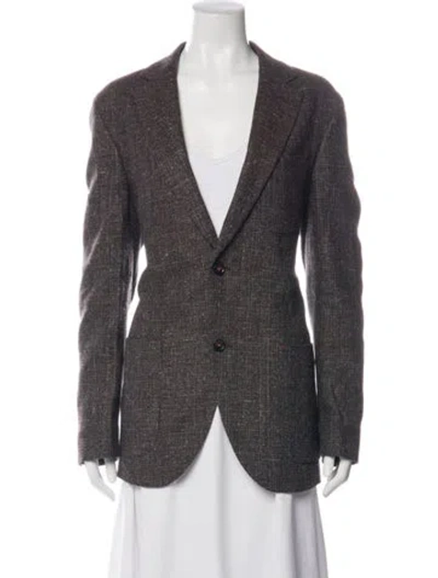 Pre-owned Ch Carolina Herrera Virgin Wool Tweed Pattern Blazer In Multicolor