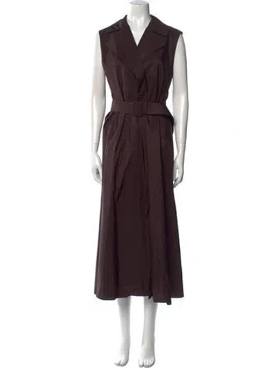 Pre-owned Ch Carolina Herrera V-neck Long Dress In Brown