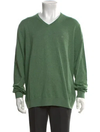 Pre-owned Ch Carolina Herrera V-neck Long Sleeve Pullover In Green