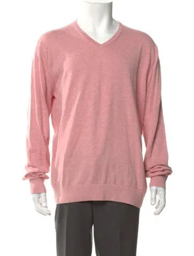 Pre-owned Ch Carolina Herrera V-neck Long Sleeve Pullover In Pink