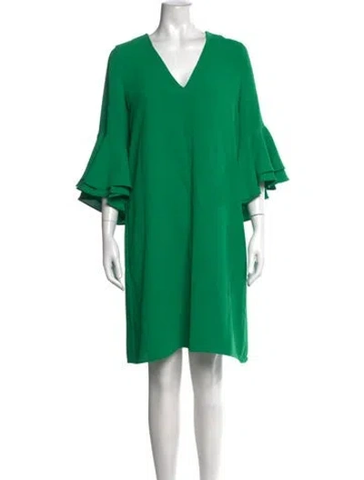 Pre-owned Ch Carolina Herrera V-neck Mini Dress In Green