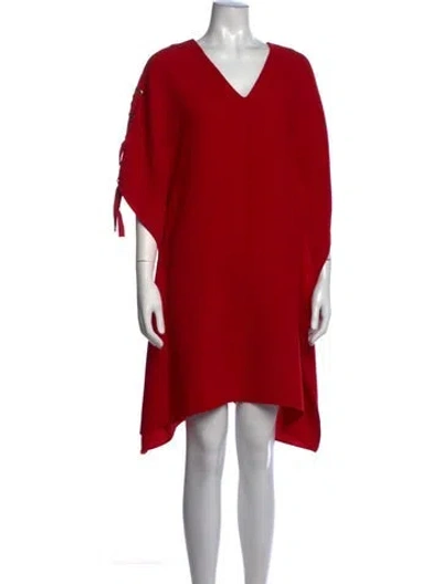 Pre-owned Ch Carolina Herrera V-neck Mini Dress In Red