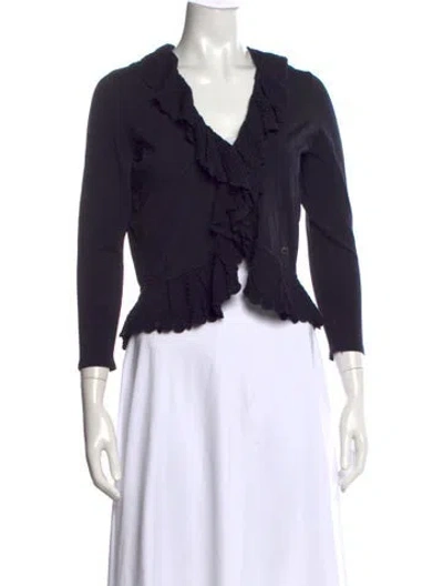 Pre-owned Ch Carolina Herrera V-neck Sweater In Blue