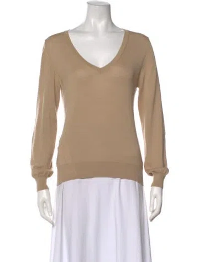 Pre-owned Ch Carolina Herrera V-neck Sweater In Neutral
