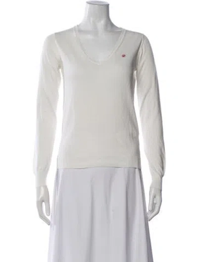 Pre-owned Ch Carolina Herrera V-neck Sweater In Neutrals