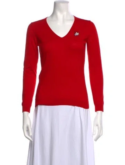 Pre-owned Ch Carolina Herrera V-neck Sweater In Red