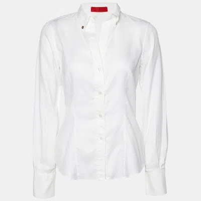 Pre-owned Ch Carolina Herrera White Cotton Button Front Shirt M