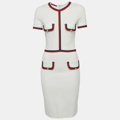 Pre-owned Ch Carolina Herrera White Jersey Midi Dress Xs