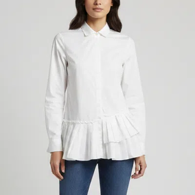 Pre-owned Ch Carolina Herrera White Poplin Pleated Tunic Shirt S