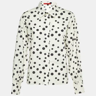 Pre-owned Ch Carolina Herrera White/black Polka Dots Cotton Long Sleeve Shirt L