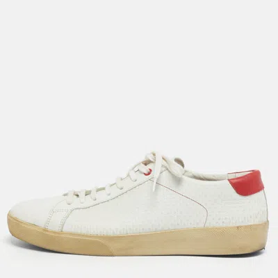 Pre-owned Ch Carolina Herrera White/red Leather Low Top Sneakers Size 43