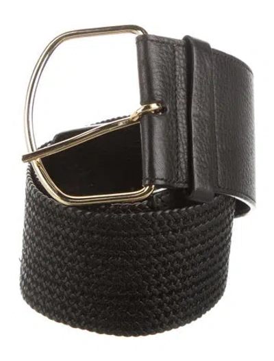 Pre-owned Ch Carolina Herrera Wide Leather Belt In Black