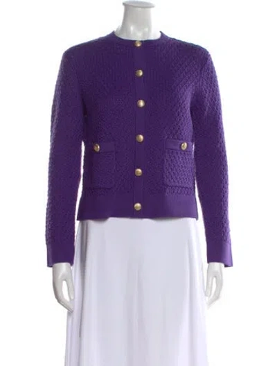 Pre-owned Ch Carolina Herrera Wool Crew Neck Sweater In Purple