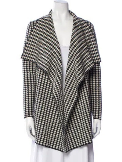 Pre-owned Ch Carolina Herrera Wool Houndstooth Print Coat In Multi