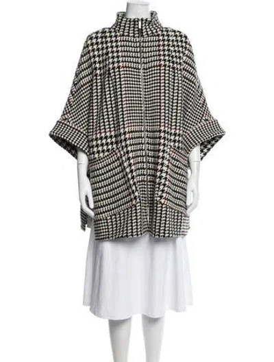 Pre-owned Ch Carolina Herrera Wool Houndstooth Print Jacket In Multi