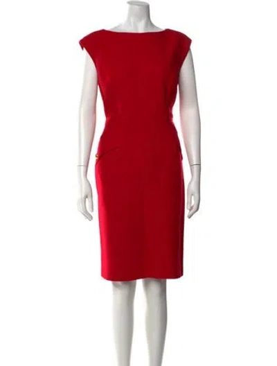 Pre-owned Ch Carolina Herrera Wool Knee-length Dress In Red/white
