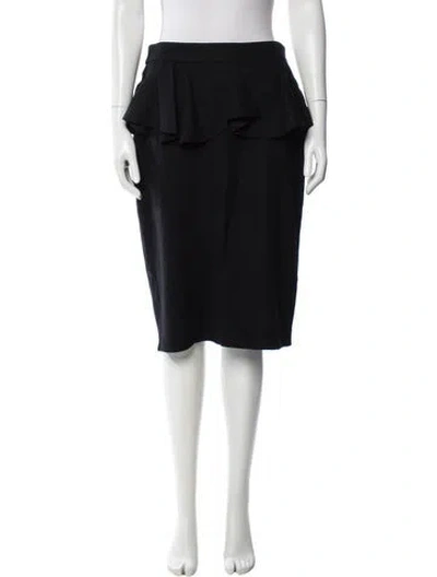 Pre-owned Ch Carolina Herrera Wool Knee-length Skirt In Black