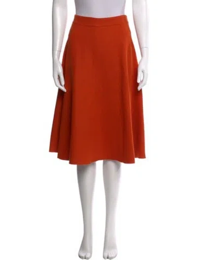 Pre-owned Ch Carolina Herrera Wool Knee-length Skirt W/ Tags In Orange