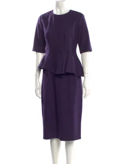 Pre-owned Ch Carolina Herrera Wool Midi Length Dress In Purple