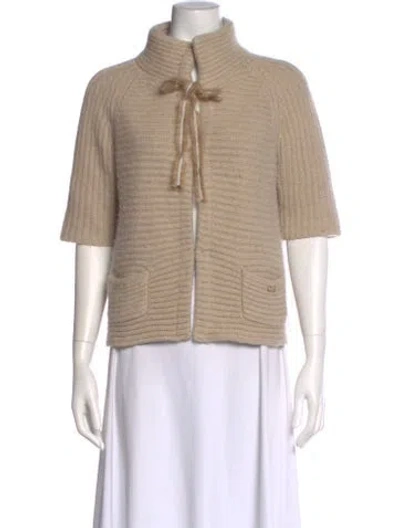 Pre-owned Ch Carolina Herrera Wool Mock Neck Sweater In Neutral