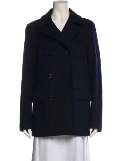 Pre-owned Ch Carolina Herrera Wool Peacoat In Blue