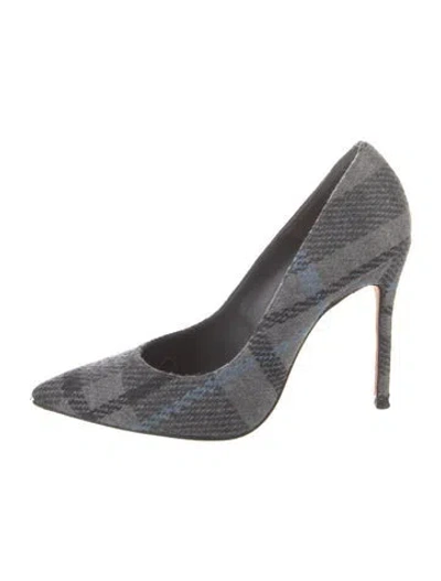 Pre-owned Ch Carolina Herrera Wool Printed Pumps In Gray