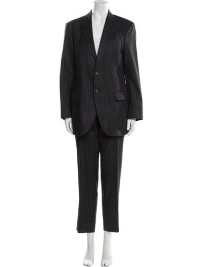 Pre-owned Ch Carolina Herrera Wool Striped Pantsuit In Blue