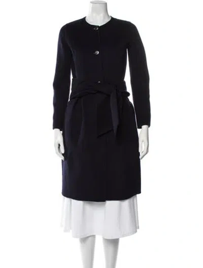Pre-owned Ch Carolina Herrera Wool Trench Coat In Blue