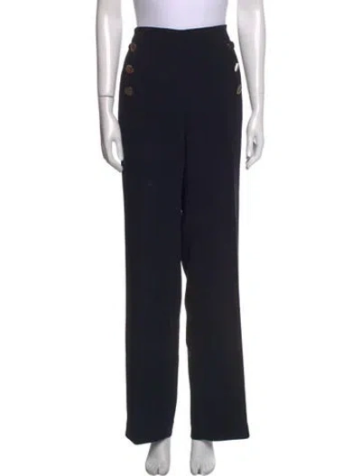 Pre-owned Ch Carolina Herrera Wool Wide Leg Pants In Black