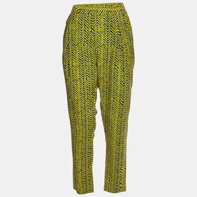 Pre-owned Ch Carolina Herrera Yellow Crepe Pleated Pants M