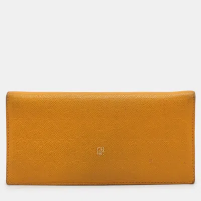 Ch Carolina Herrera Yellow Embossed Leather Wallet
