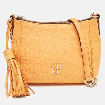 Pre-owned Ch Carolina Herrera Yellow Leather Tassel Chain Crossbody Bag